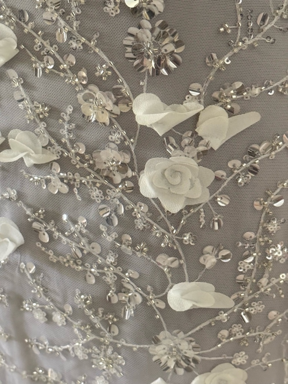 ZARA Silver Iridescent Sequined Embellished Floral Appliqué Shimmer Mini Skirt S - Picture 4 of 10